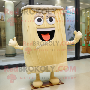 Beige Lasagna mascot costume character dressed with a Shorts and Hairpins