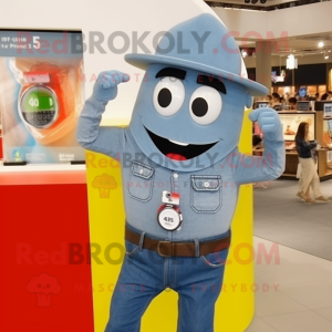 Gray Fajitas mascot costume character dressed with a Chambray Shirt and Digital watches