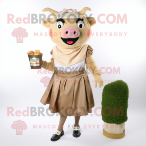 Tan Steak maskot kostume...