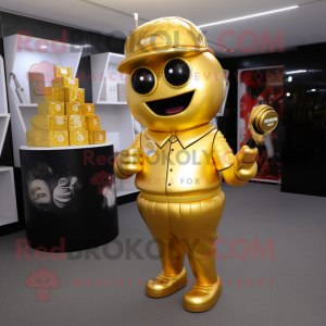 Gold Golf Bag maskot kostym...