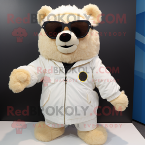 Cream Teddy Bear maskot...