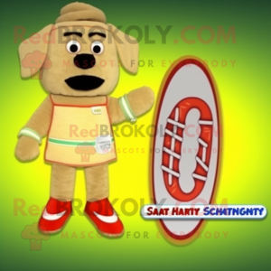 Beige Hot Dog mascotte...