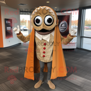 Tan Enchiladas mascot costume character dressed with a Suit Jacket and Rings