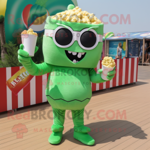 Grønn Pop Corn maskot drakt...