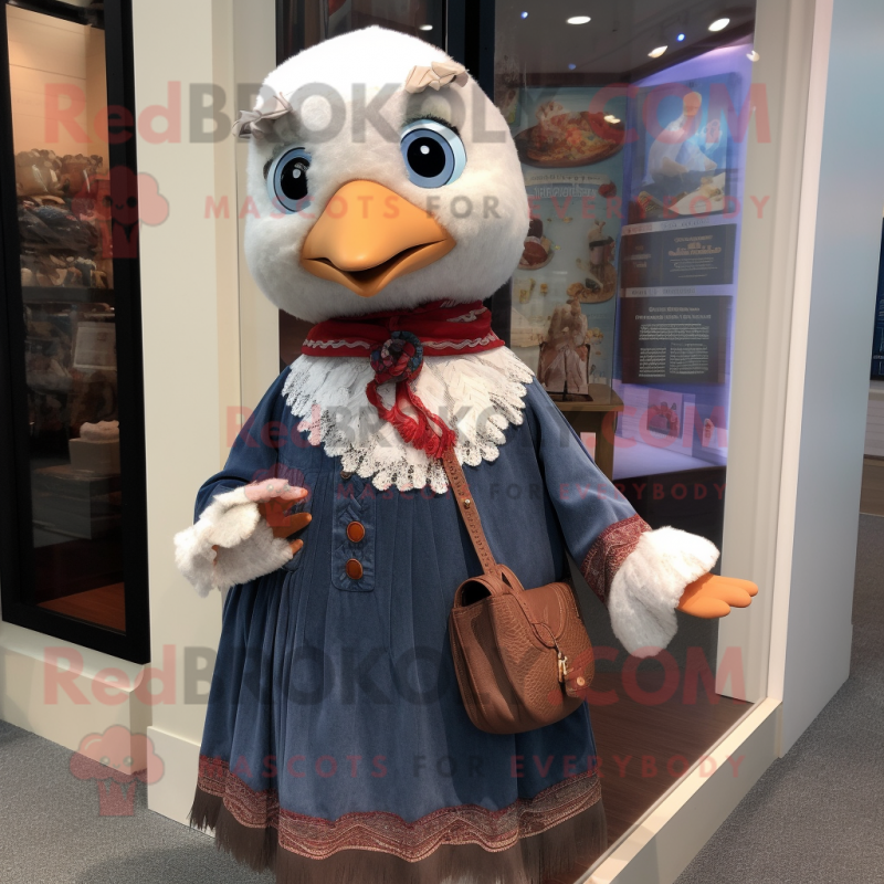 nan Gull mascot costume character dressed with a Blouse and Coin purses