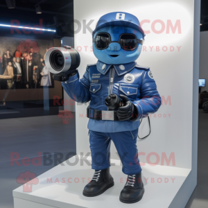 Blue Camera maskot kostym...