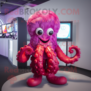 Magenta Octopus maskot...