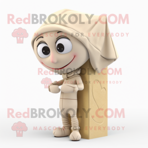 Beige Love Letter mascot costume character dressed with a Romper and Scarves