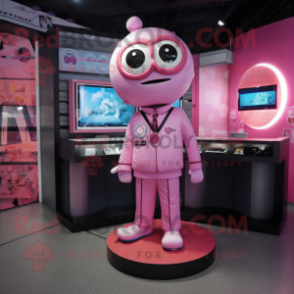 Pink Gyro mascot costume character dressed with a Playsuit and Tie pins