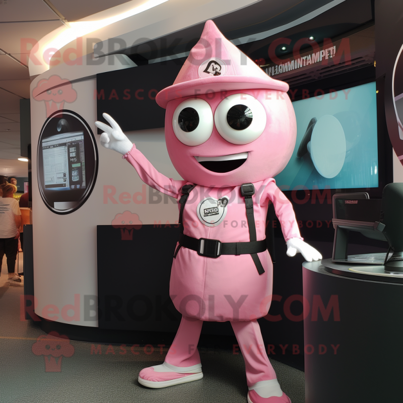 Pink Gyro mascot costume character dressed with a Playsuit and Tie pins