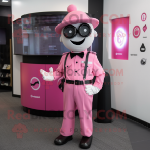 Pink Gyro mascot costume character dressed with a Playsuit and Tie pins