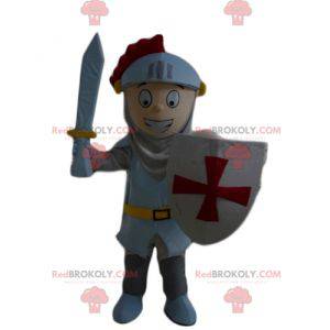 Knight boy maskot med hjelm og skjold - Redbrokoly.com