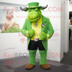 Limegrøn bison maskot...