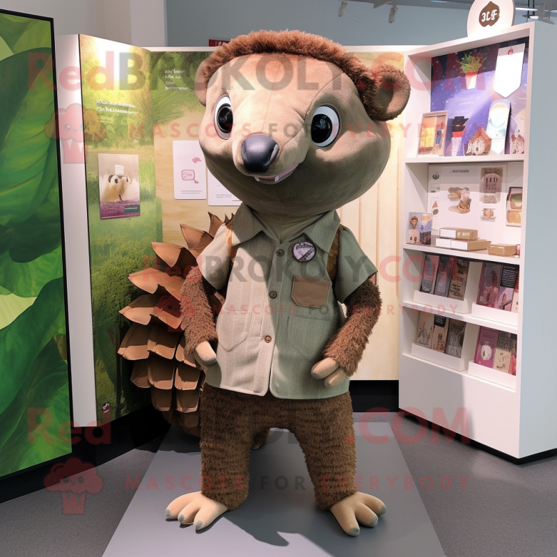Pangolin Mascot Costume Character Dressed With A Oxford Shirt And Headbands Mascot Costumes 4749