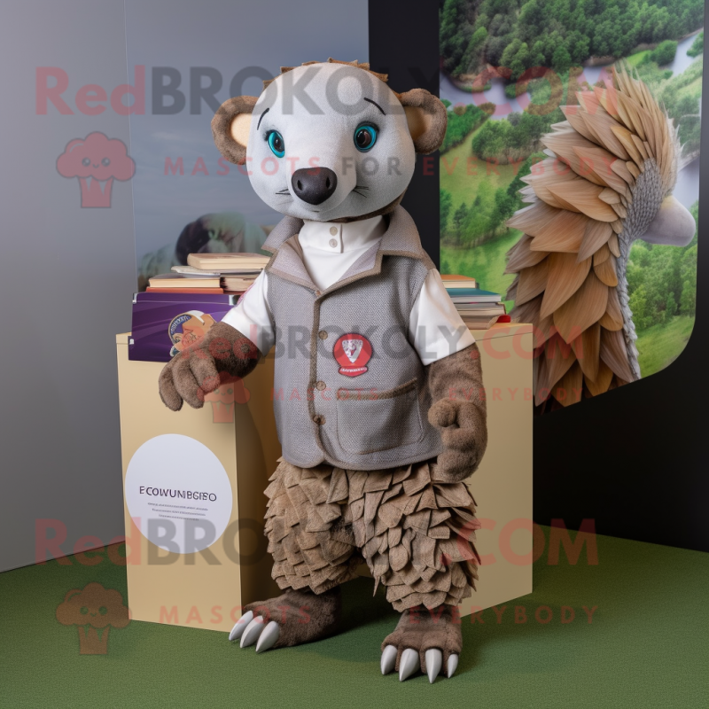 Pangolin Mascot Costume Character Dressed With A Oxford Shirt And Headbands Mascot Costumes 1587