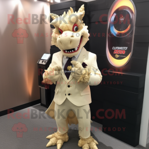 Beige Dragon maskot drakt...