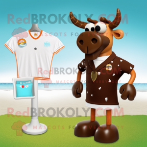 Brun Jersey Cow maskot...