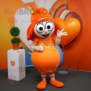 Orange Heart mascot costume character dressed with a Culottes and Bracelets