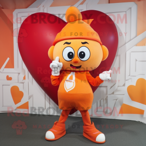 Orange Heart maskot kostym...
