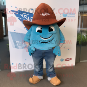 Rust Stingray mascot costume character dressed with a Boyfriend Jeans and Cummerbunds