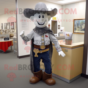 Grå Cowboy maskot kostume...