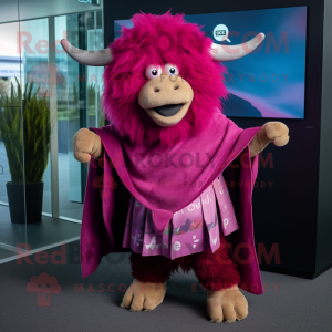 Magenta Yak maskot drakt...