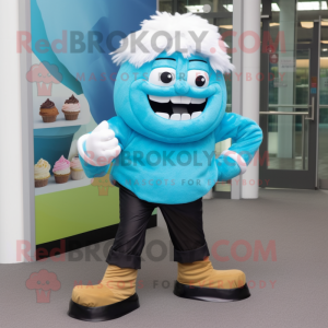 Cyan Cupcake maskot drakt...