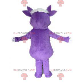 Dinosaurusmascotte met stippen. Paars schepsel mascotte -