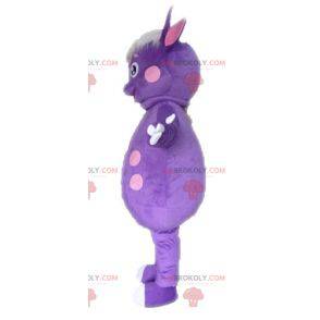 Dinosaurusmascotte met stippen. Paars schepsel mascotte -
