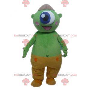 Groene buitenaardse mascotte. Groene cyclops mascotte -