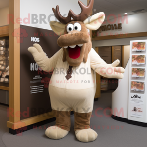 Tan Moose maskot kostume...