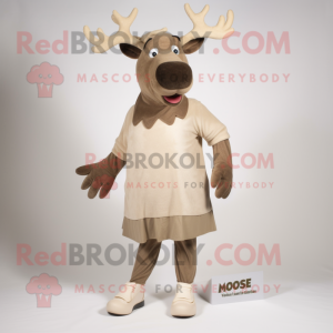 Tan Moose maskot kostume...