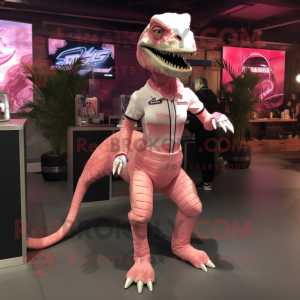 Roze Velociraptor mascotte...