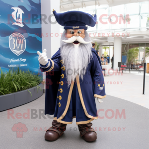 Navy Wizard maskot kostym...