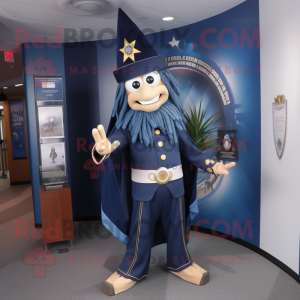 Navy Wizard maskot kostym...