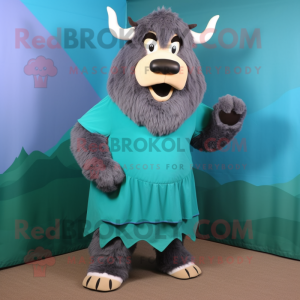 Blågrønn Bison maskot drakt...