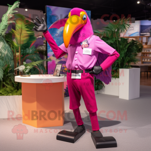 Magenta Toucan maskot drakt...