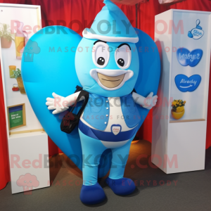 Blue Heart mascot costume character dressed with Vest and Wallets