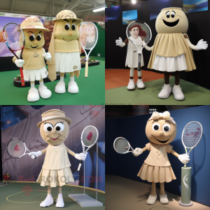 Beige tennisketcher maskot...