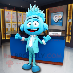 Cyan Attorney maskot kostym...