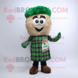 Forest Green Falafel mascot costume character dressed with Flannel Shirt and Cufflinks