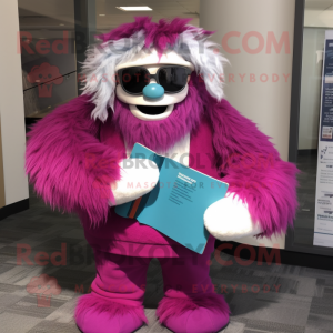 Magenta Yeti maskot drakt...