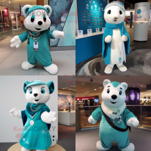 Blågrøn Hermelin maskot...