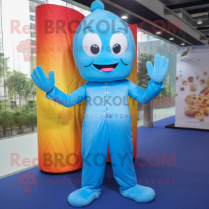 Sky Blue Pad Thai mascot costume character dressed with Bodysuit and Clutch bags