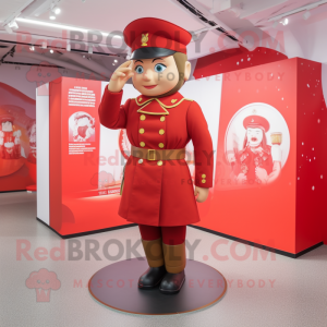 Red army soldier mascot costume character dressed with Circle Skirt and Earrings