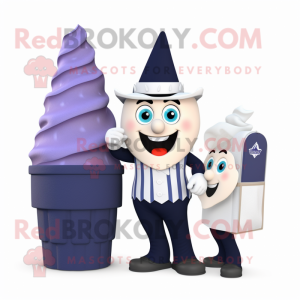 Navy ice cream cone mascot costume character dressed with A-Line Dress and Briefcases