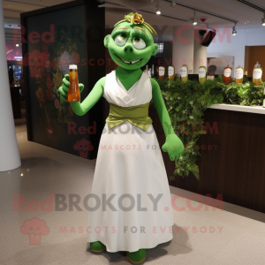 Rust green beer mascot costume character dressed with Wedding Dress and Earrings