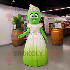 Rust green beer mascot costume character dressed with Wedding Dress and Earrings