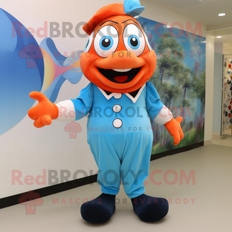 Sky Blue Clown fish mascot costume character dressed with Dress Pants and  Foot pads - Mascot Costumes -  Sizes L (175-180CM)