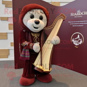 Maroon keltisk harpe maskot...